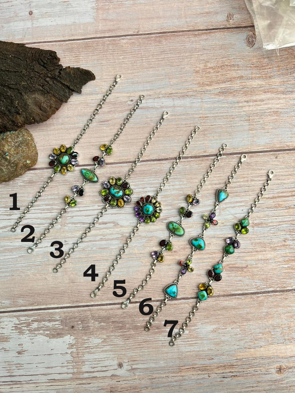 Handmade Sterling Silver Sonoran with Cut Stone Bracelet "Signed Nizhoni"