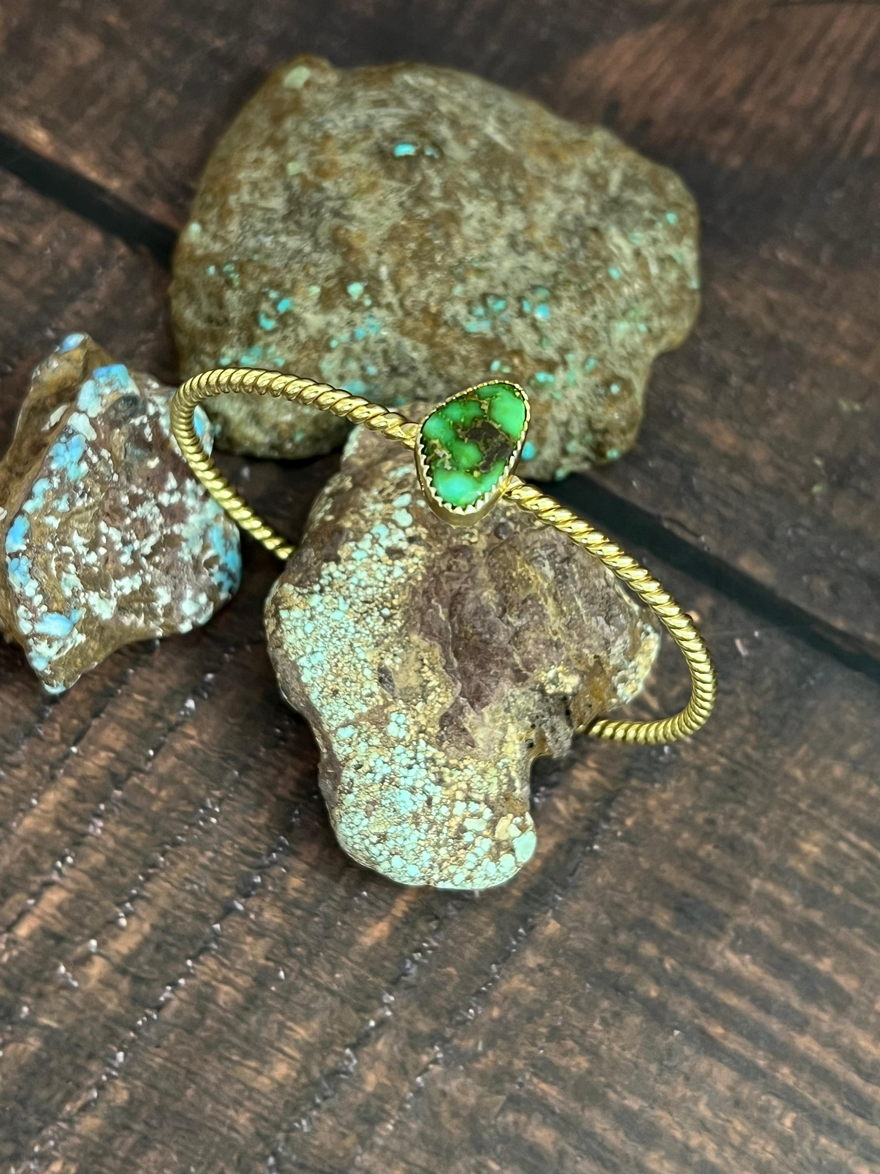 “The Golden Collection” Handmade Gold Plated Sterling Silver Natural Sonoran Mountain Turquoise Bracelet