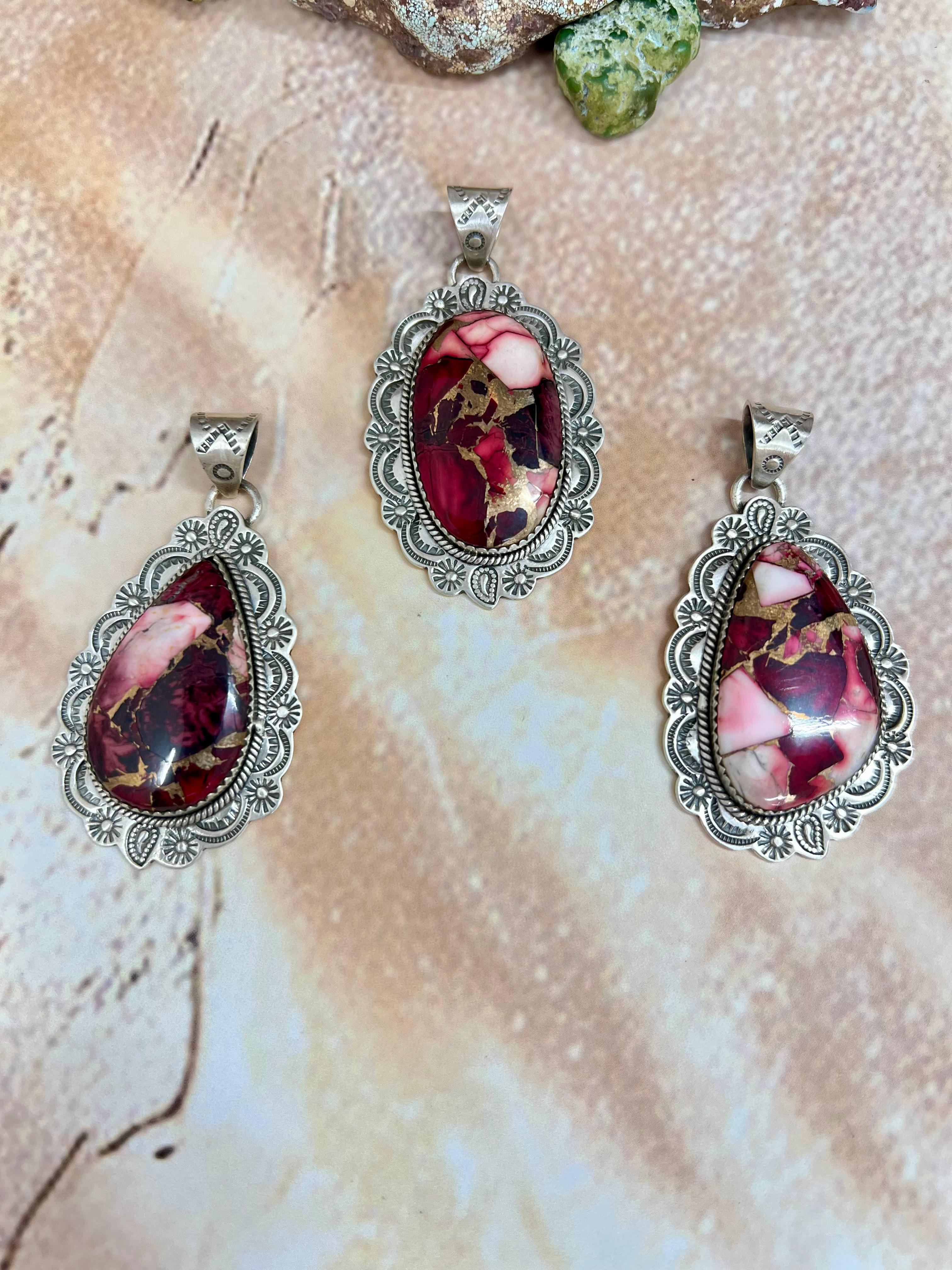 Handmade Sterling Silver Dahlia Rose Pendant with Signed Nizhoni