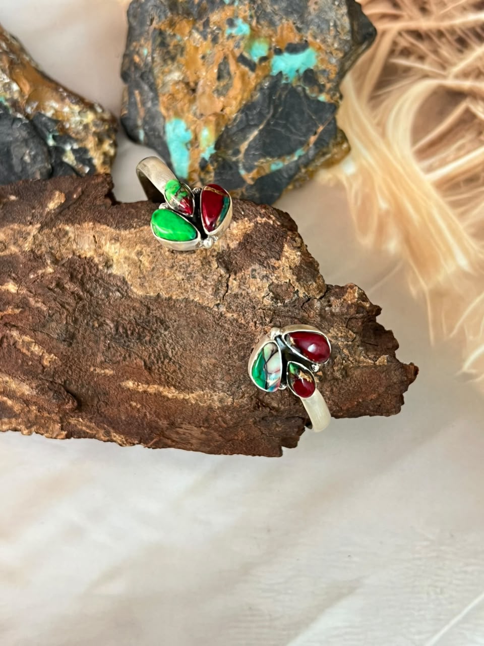 Handmade Sterling Silver Christmas Dahlia Collection: Cuff Bracelet Signed Nizhoni