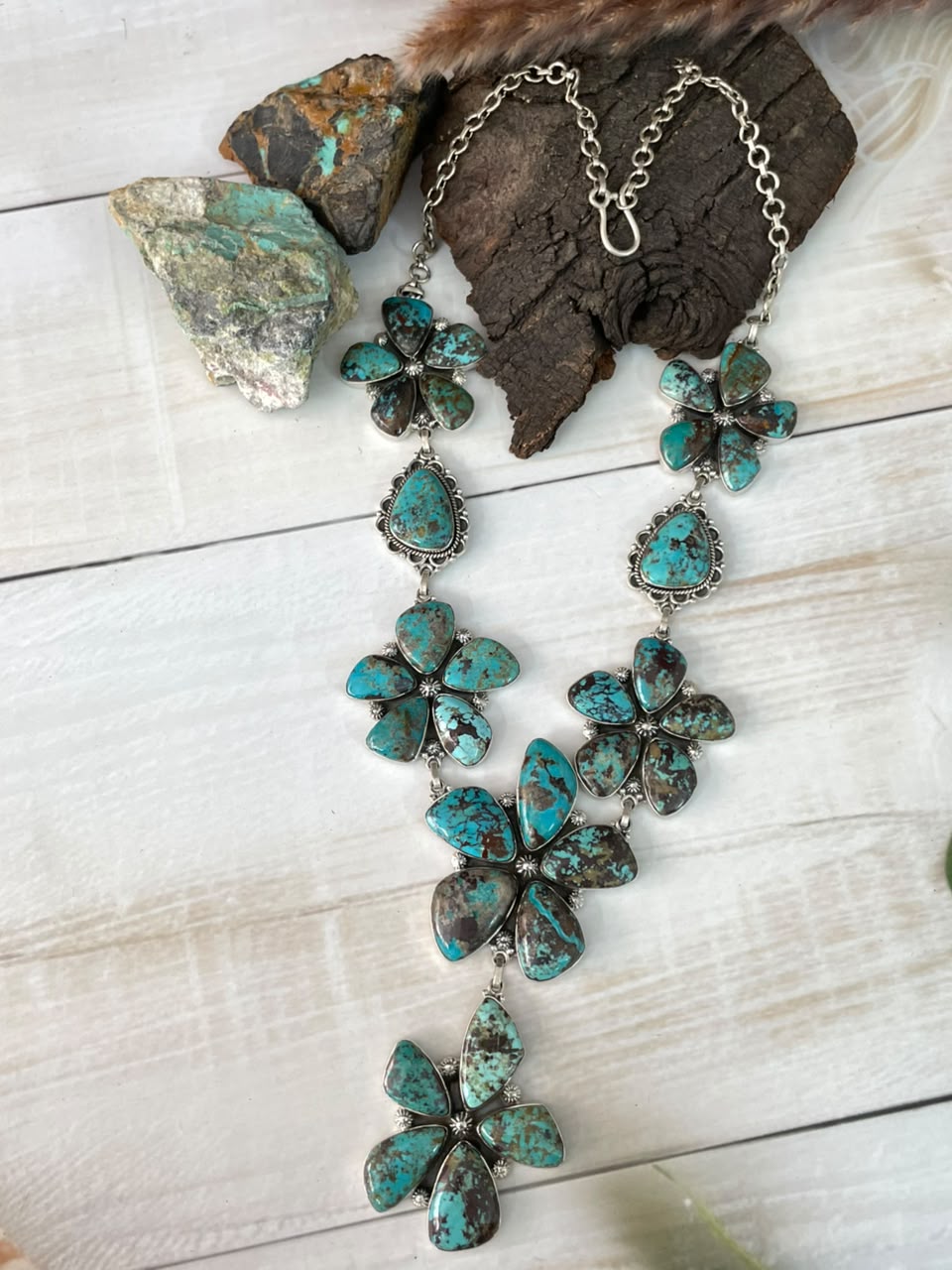 Handmade Sterling Silver Crimson Cowgirl Turquoise Collection: Necklace Signed Nizhoni