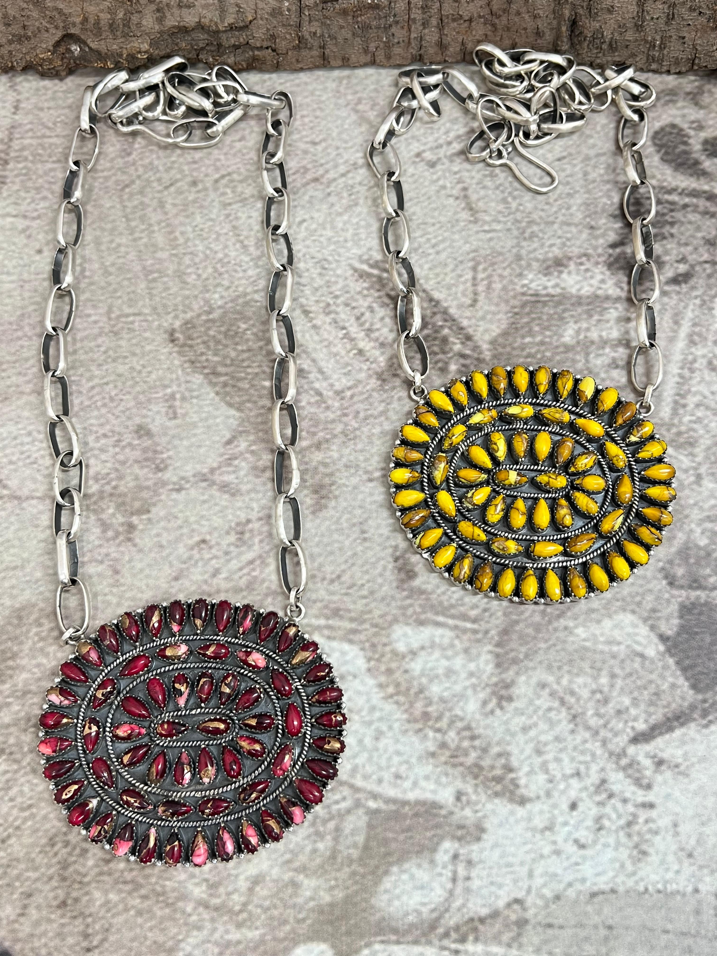 Handmade Sterling Silver Dahlia Rose, Honey Dahlia Necklace, Signed Nizhoni