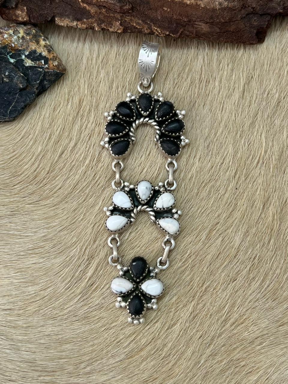 Handmade Sterling Silver White Buffalo Pendant "Signed Nizhoni"