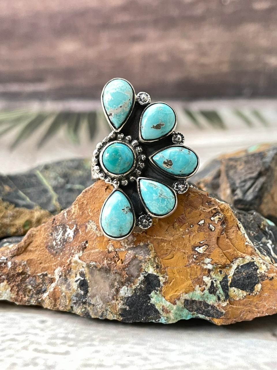 Handmade Sterling Silver White Water Adjustable Ring "Signed Nizhoni"