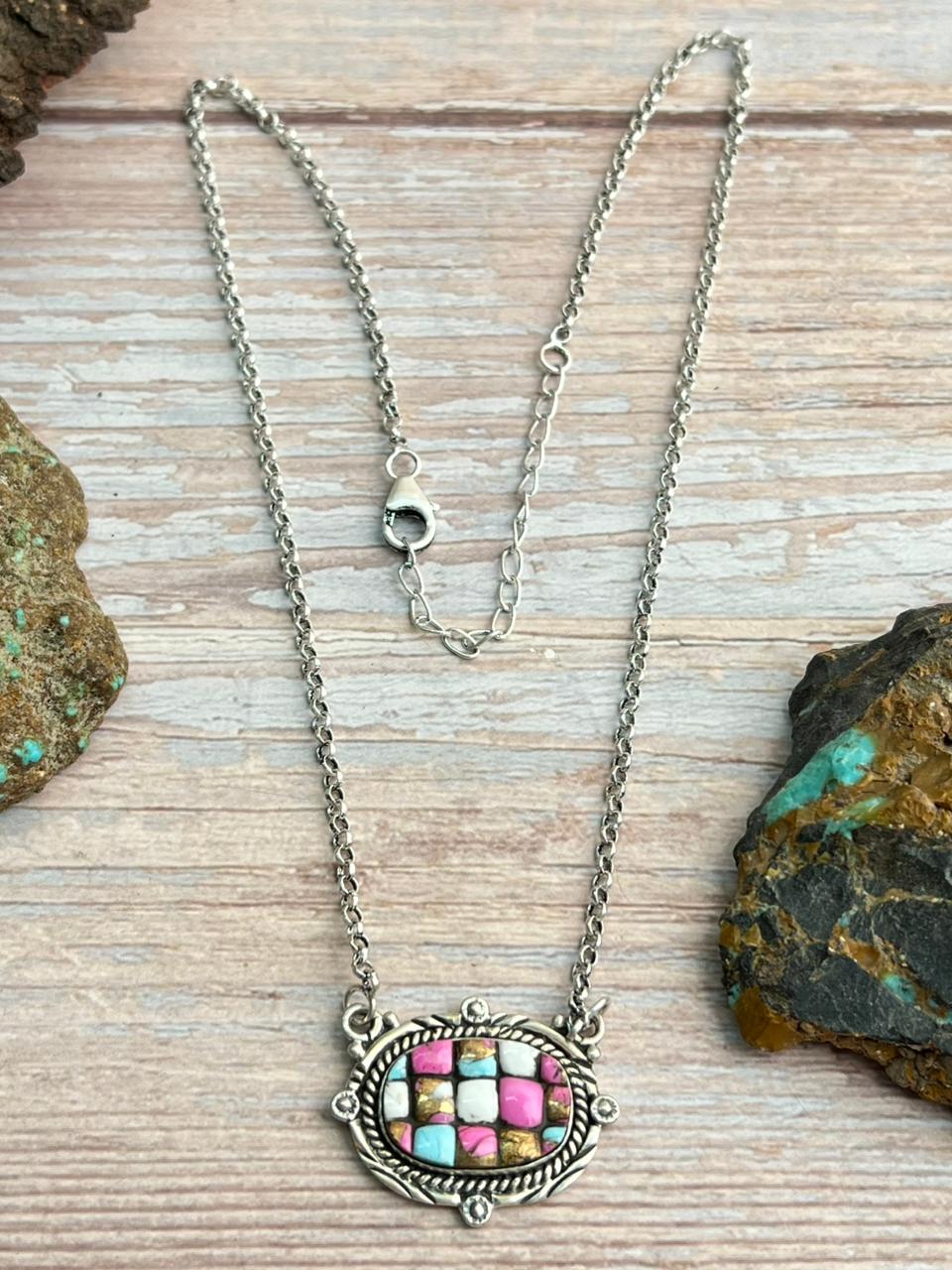 Handmade Sterling Silver Cotton Candy Necklace "Signed Nizhoni"