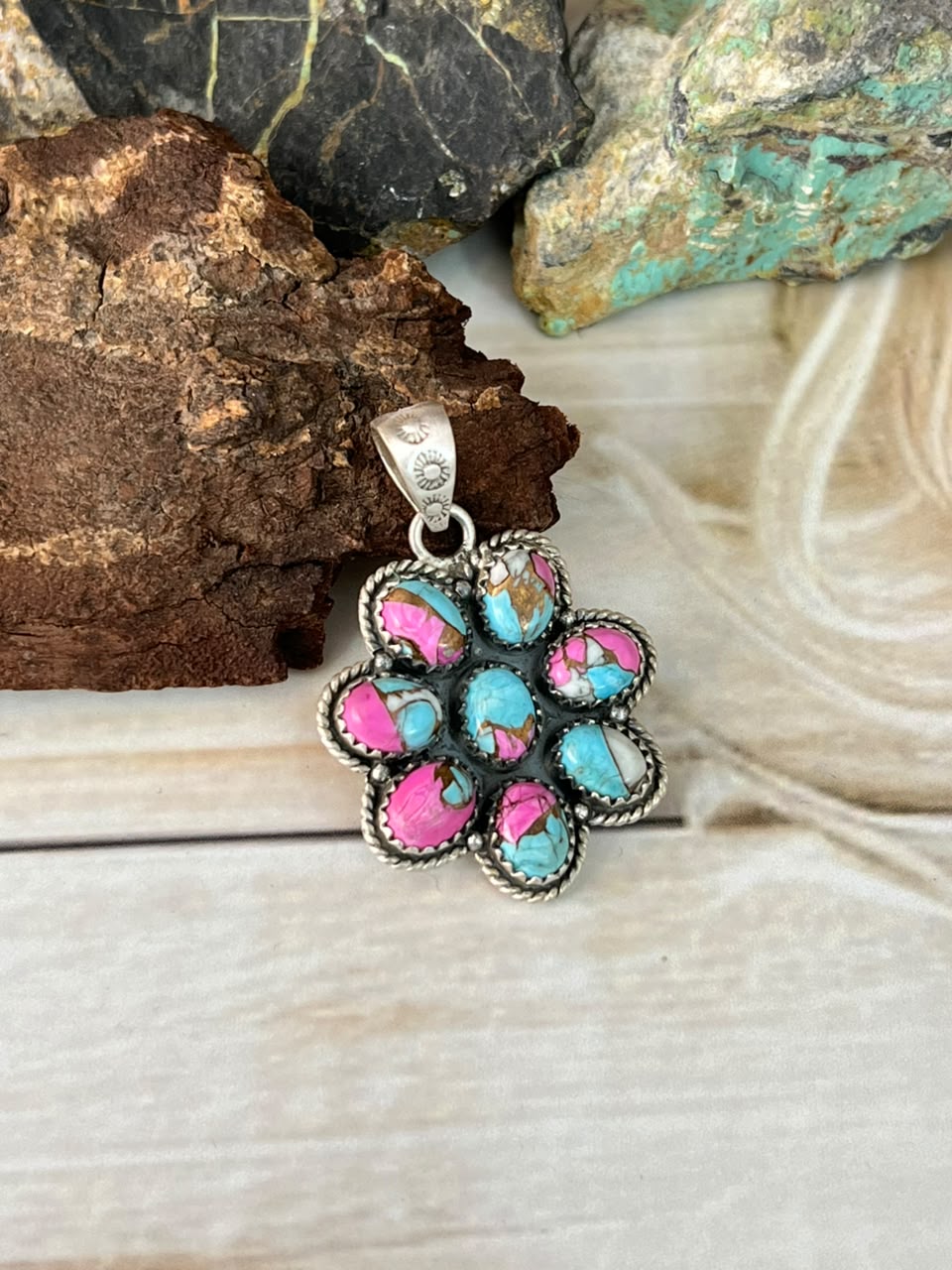 Handmade Sterling Silver Cotton Candy Pendant Signed Nizhoni