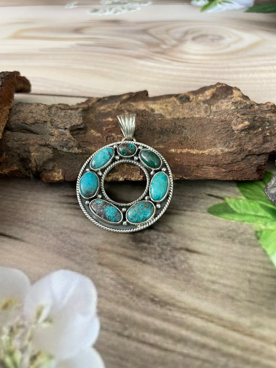 Handmade Sterling Silver Gem Silica Collection: Pendant Signed Nizhoni