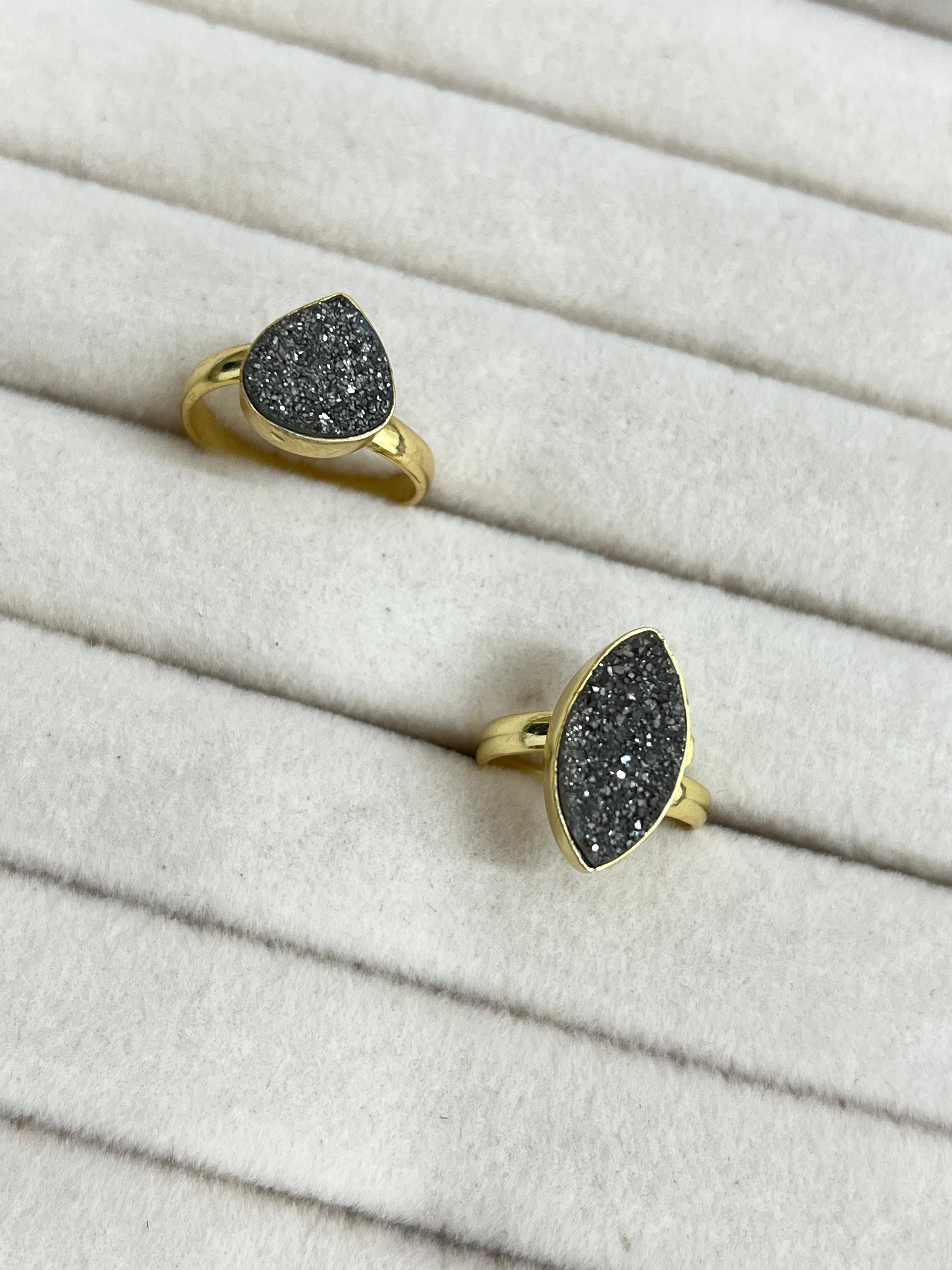 “The Boho Collection” Handmade Natural Druzy Adjustable Ring 2 Styles