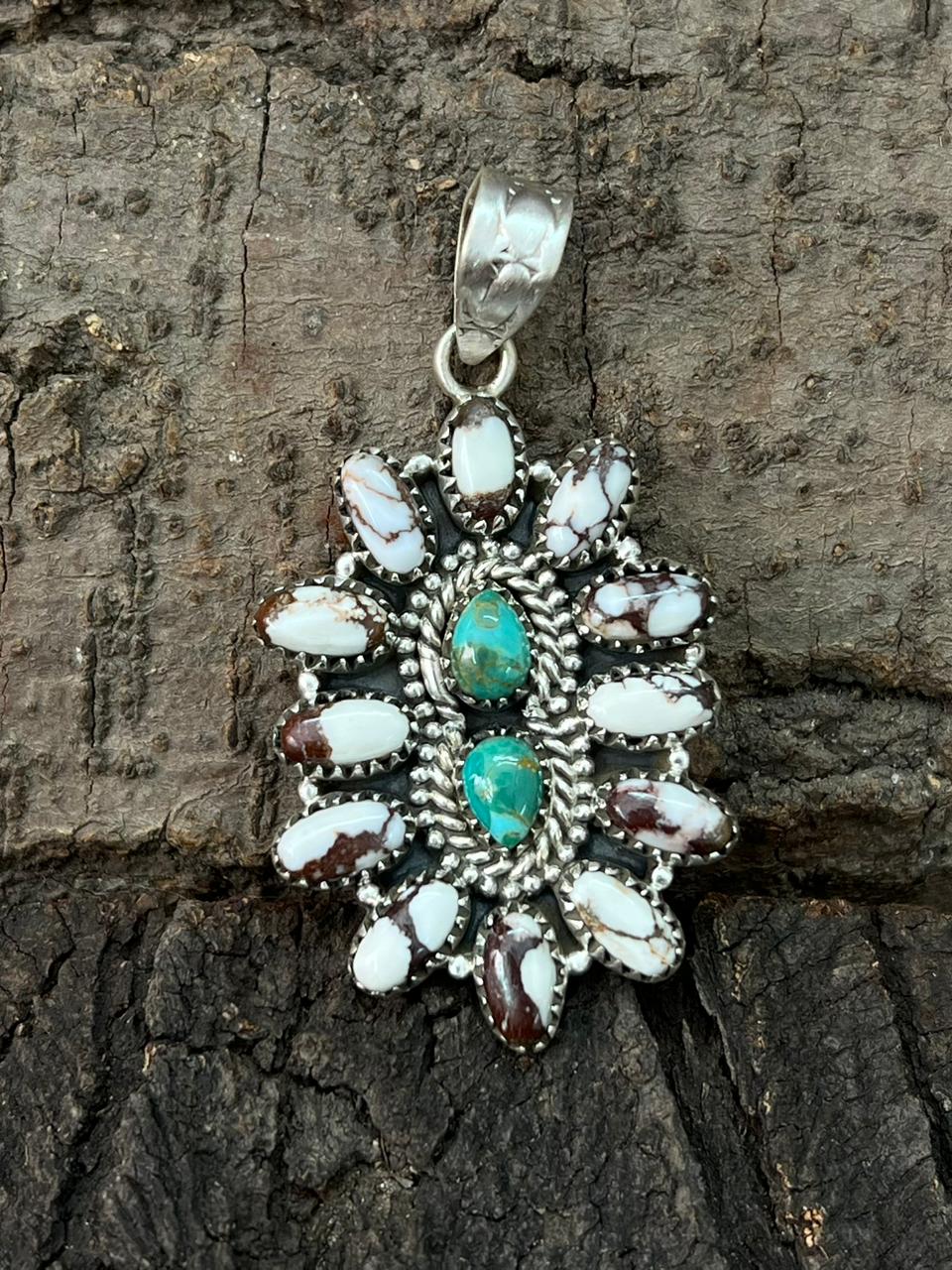 Handmade Sterling Silver Kingman with Wildhorse Pendant "Signed Nizhoni"