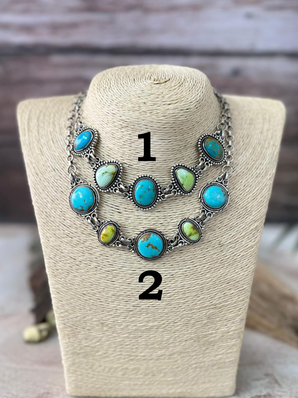 Handmade Sterling Silver Palomino with Blue Kingman Turquoise Necklace "Signed Nizhoni"