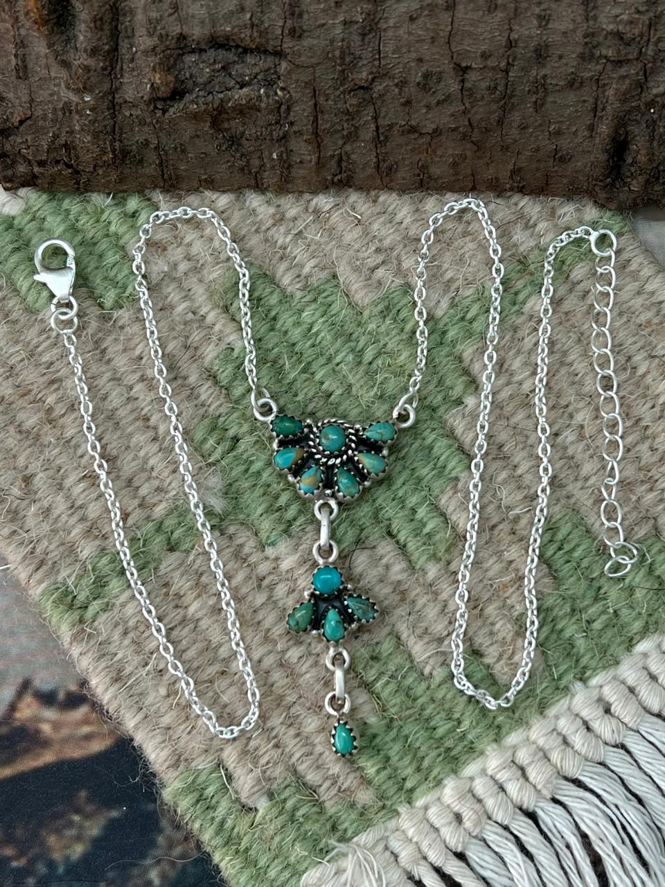 Handmade Sterling Silver Kingman Turquoise Necklace "Signed Nizhoni"