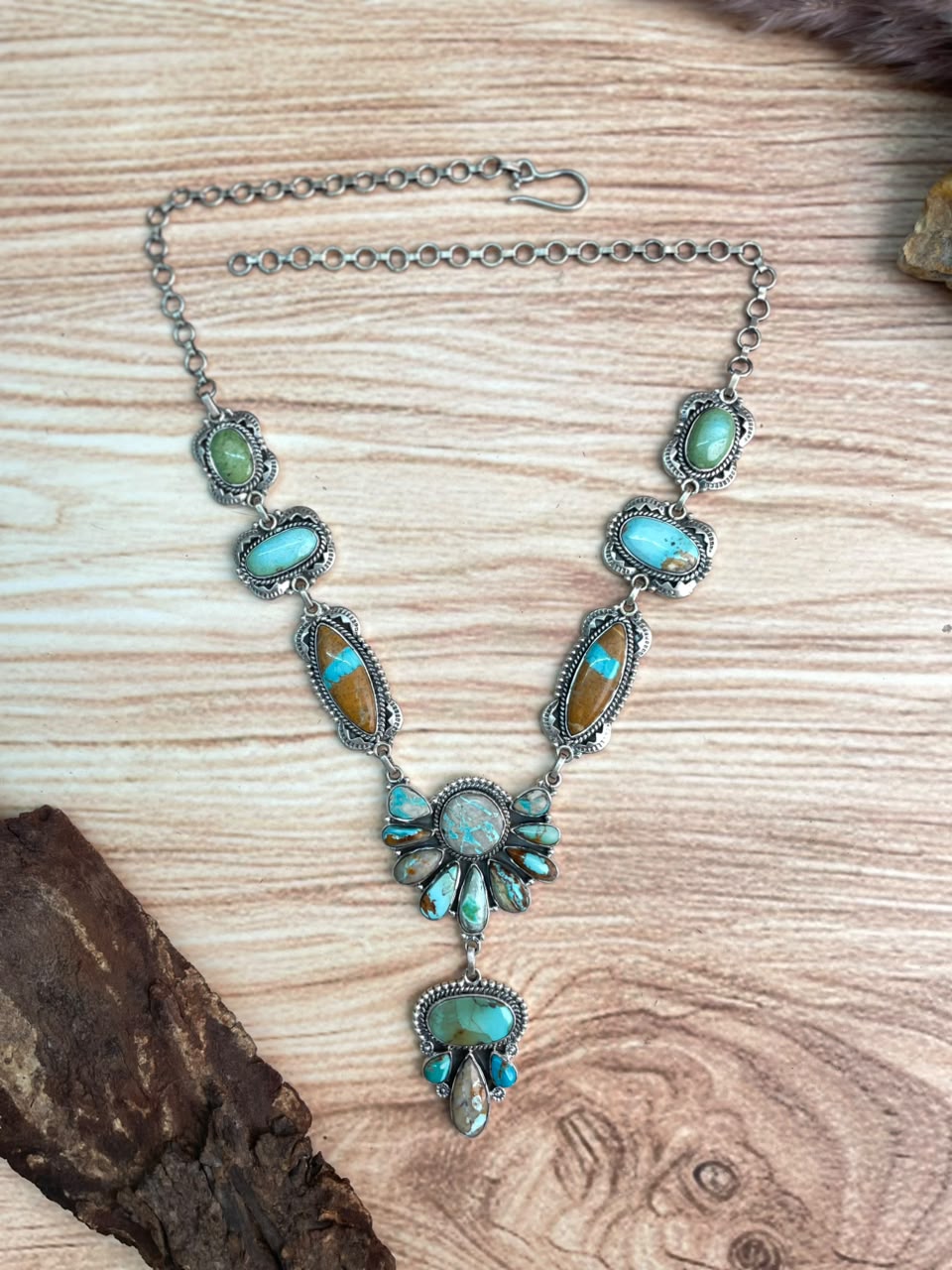 Handmade Sterling Silver Royston Turquoise Necklace Signed Nizhoni