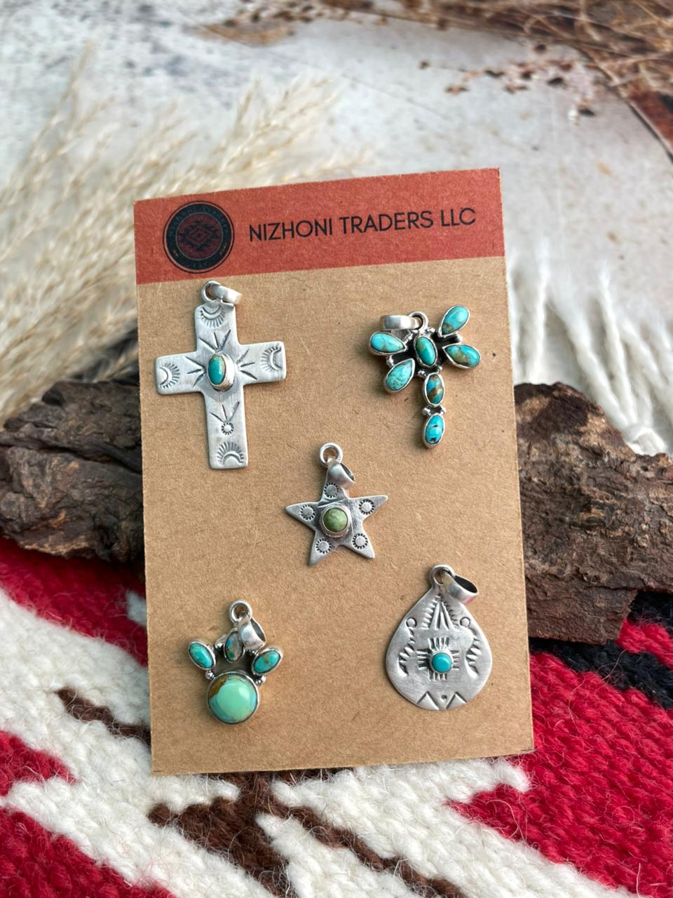 Handmade Sterling Silver Kingman Turquoise Pendant Card