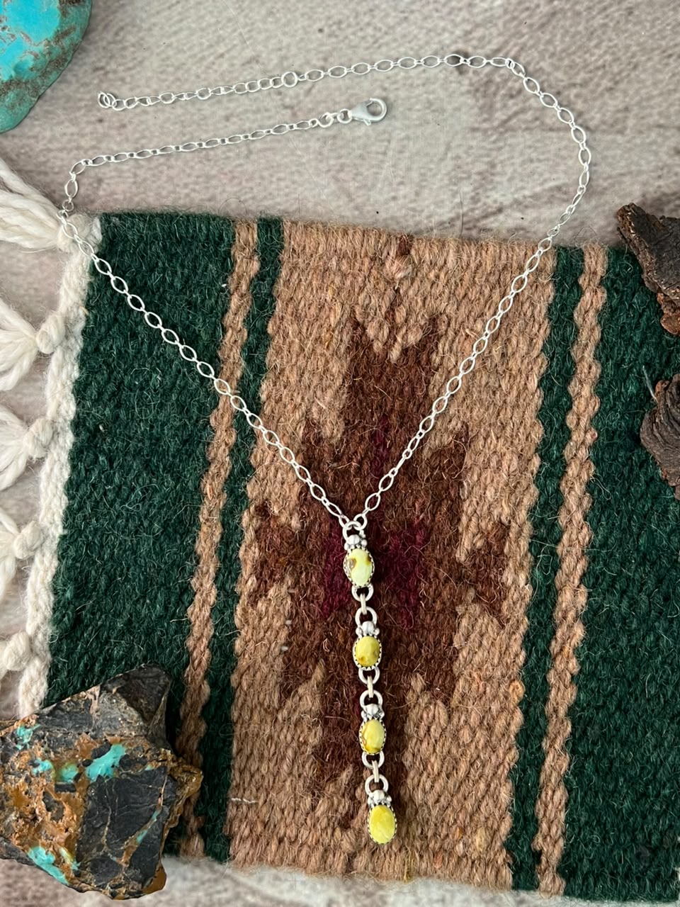 Handmade Sterling Silver Palomino Turquoise Necklace Signed Nizhoni