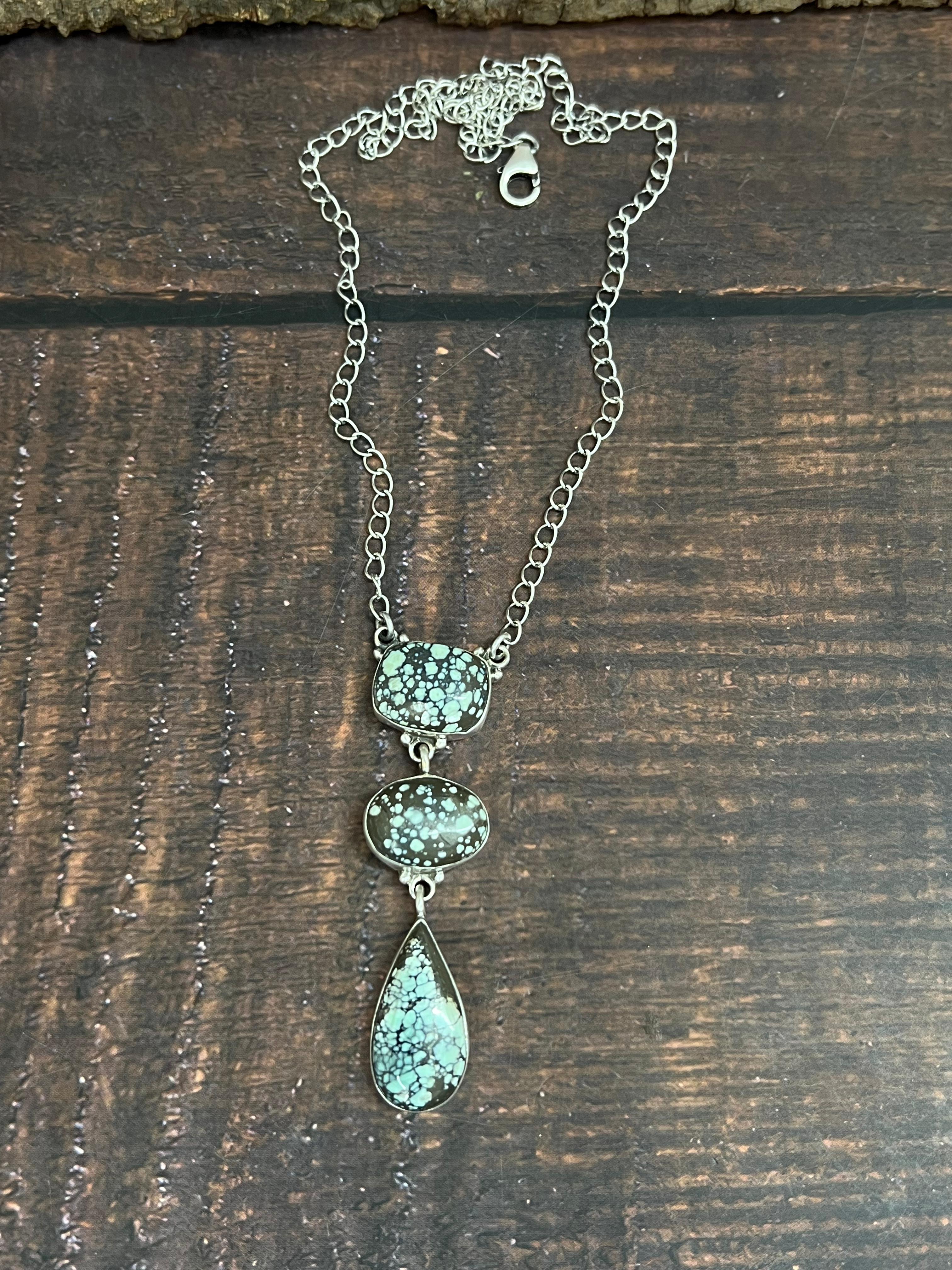 Handmade Sterling Silver Starfox Variscite Necklace Signed Nizhoni