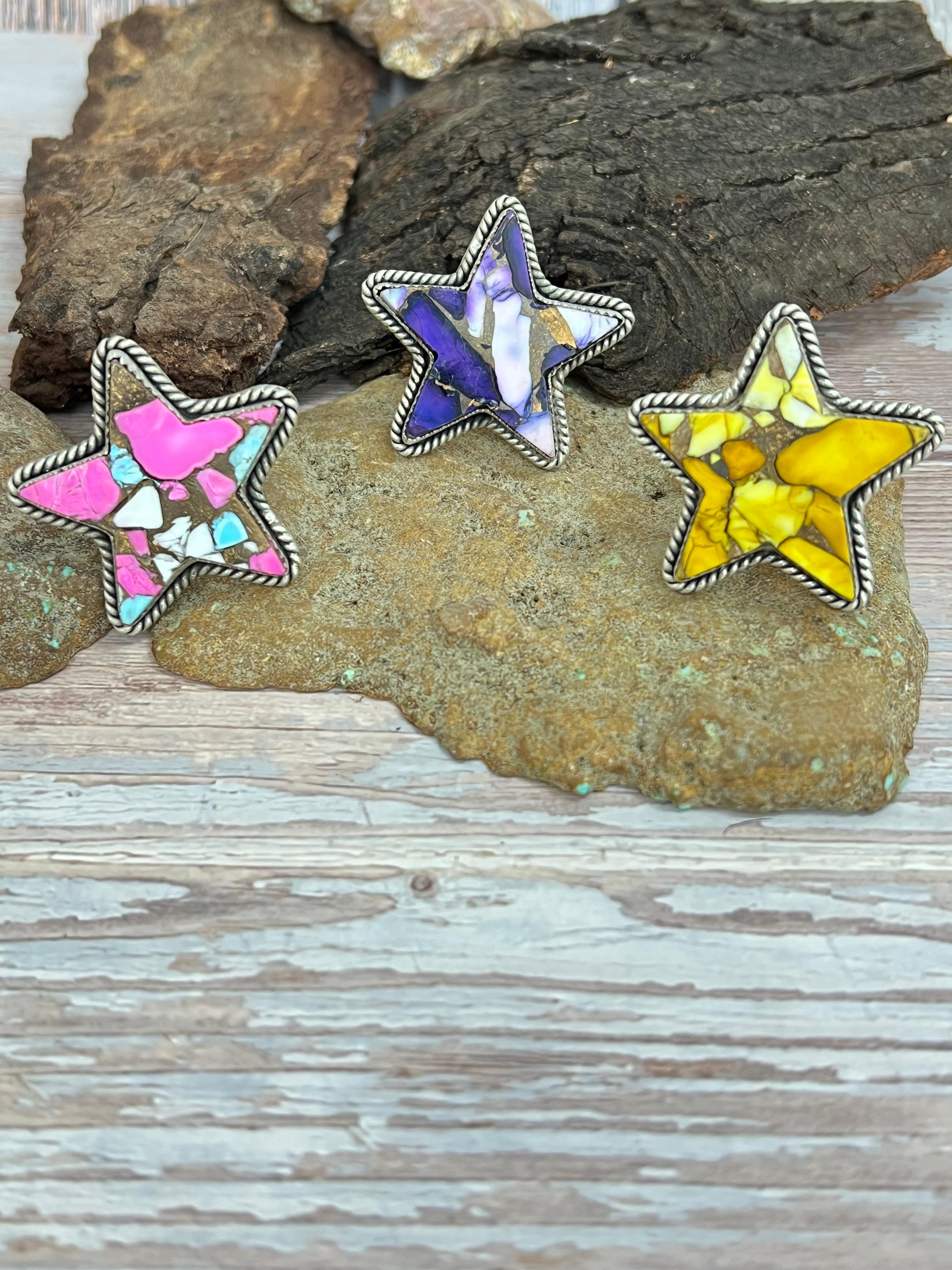 Handmade Sterling Silver Multi Stone Adjustable Ring Signed Nizhoni