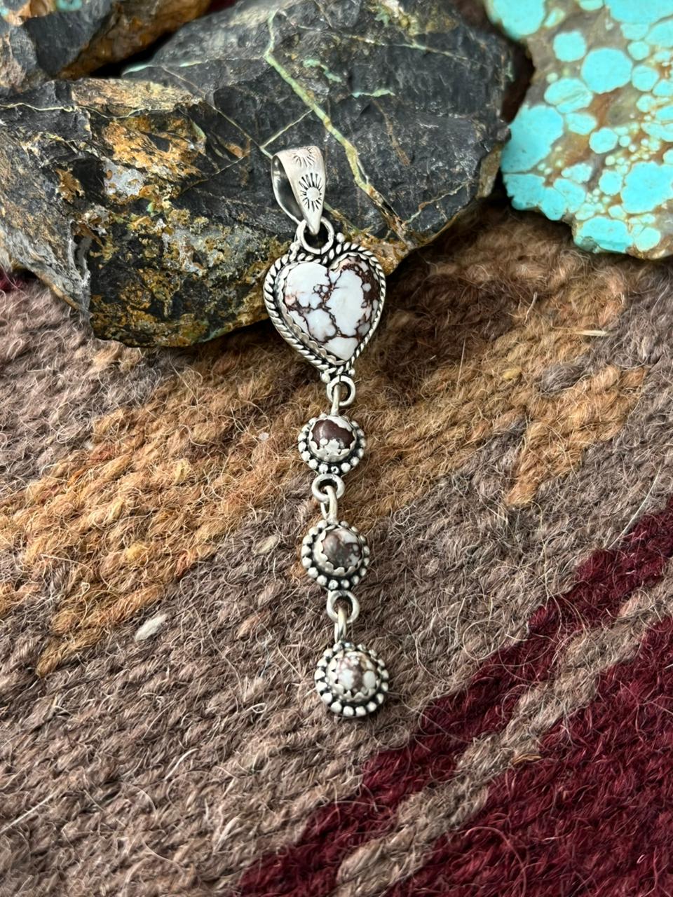 Handmade Sterling Silver Wildhorse Magnesite Pendant "Signed Nizhoni"