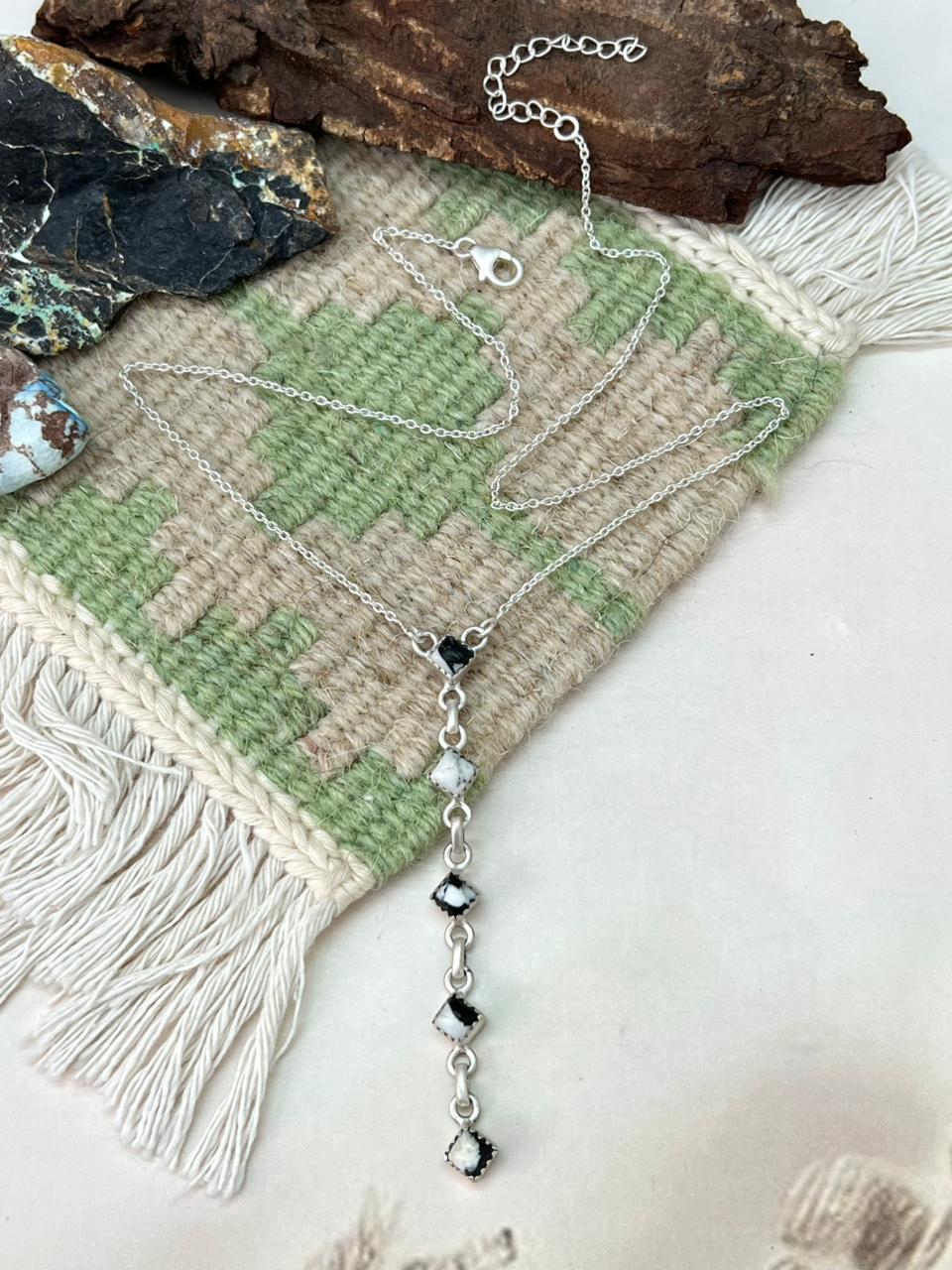 Handmade Sterling Silver White Buffalo Necklace "Signed Nizhoni"