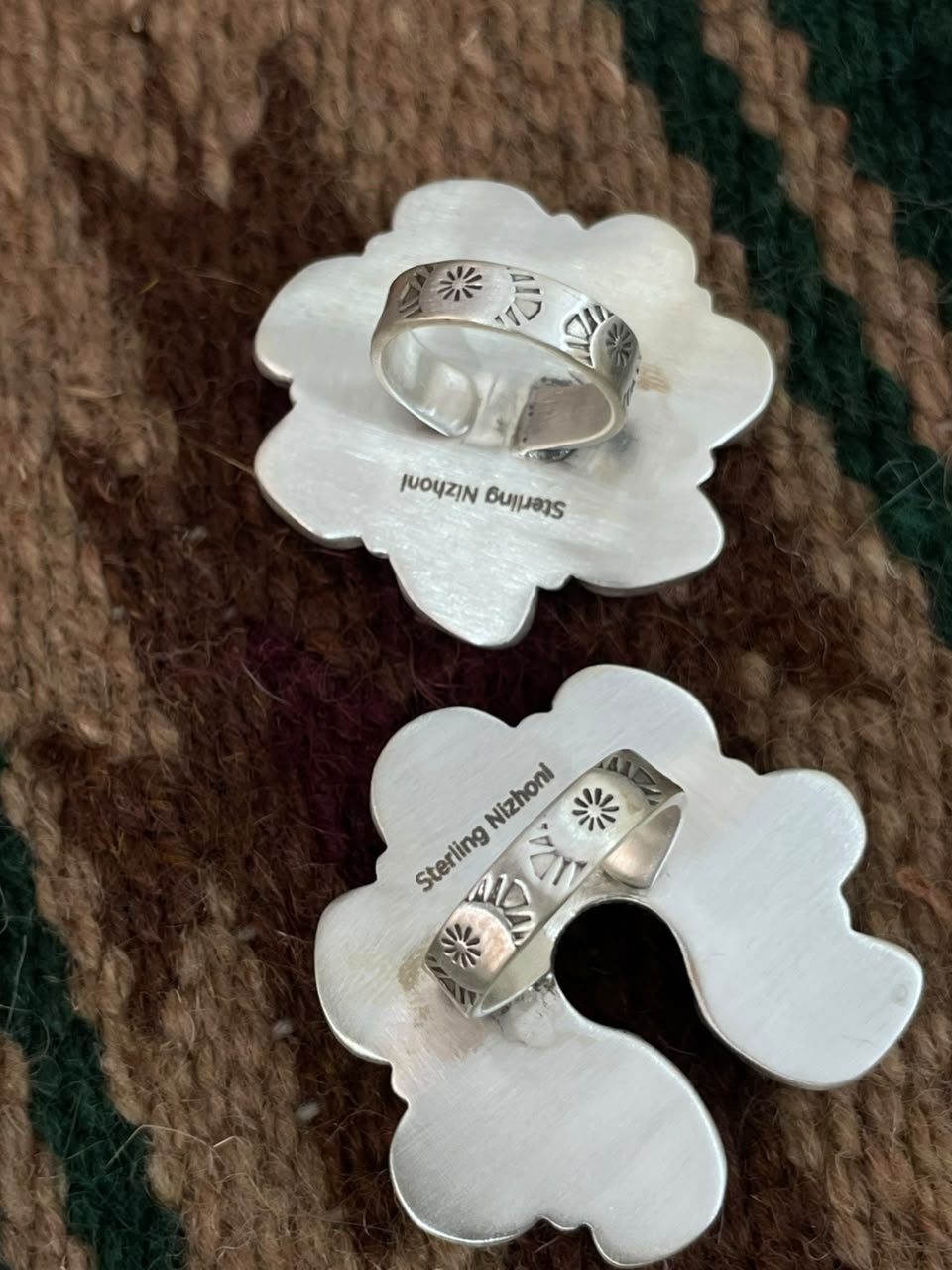 Handmade Sterling Silver Blackjack Turquoise Adjustable Ring Signed Nizhoni