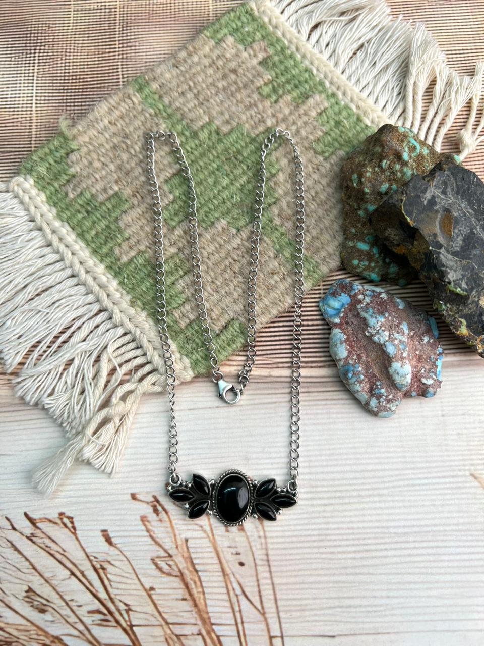 Handmade Sterling Silver Black Onyx Necklace "Signed Nizhoni"