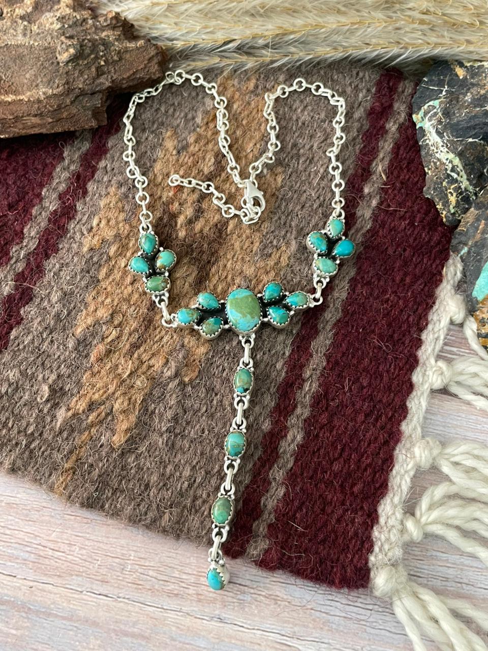 Handmade Sterling Silver Kingman Turquoise Necklace "Signed Nizhoni"