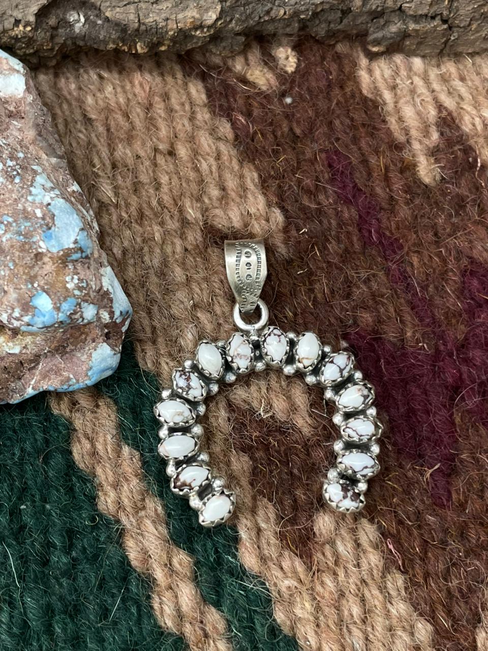 Handmade Sterling Silver Wildhorse Magnesite Naja Pendant "Signed Nizhoni"