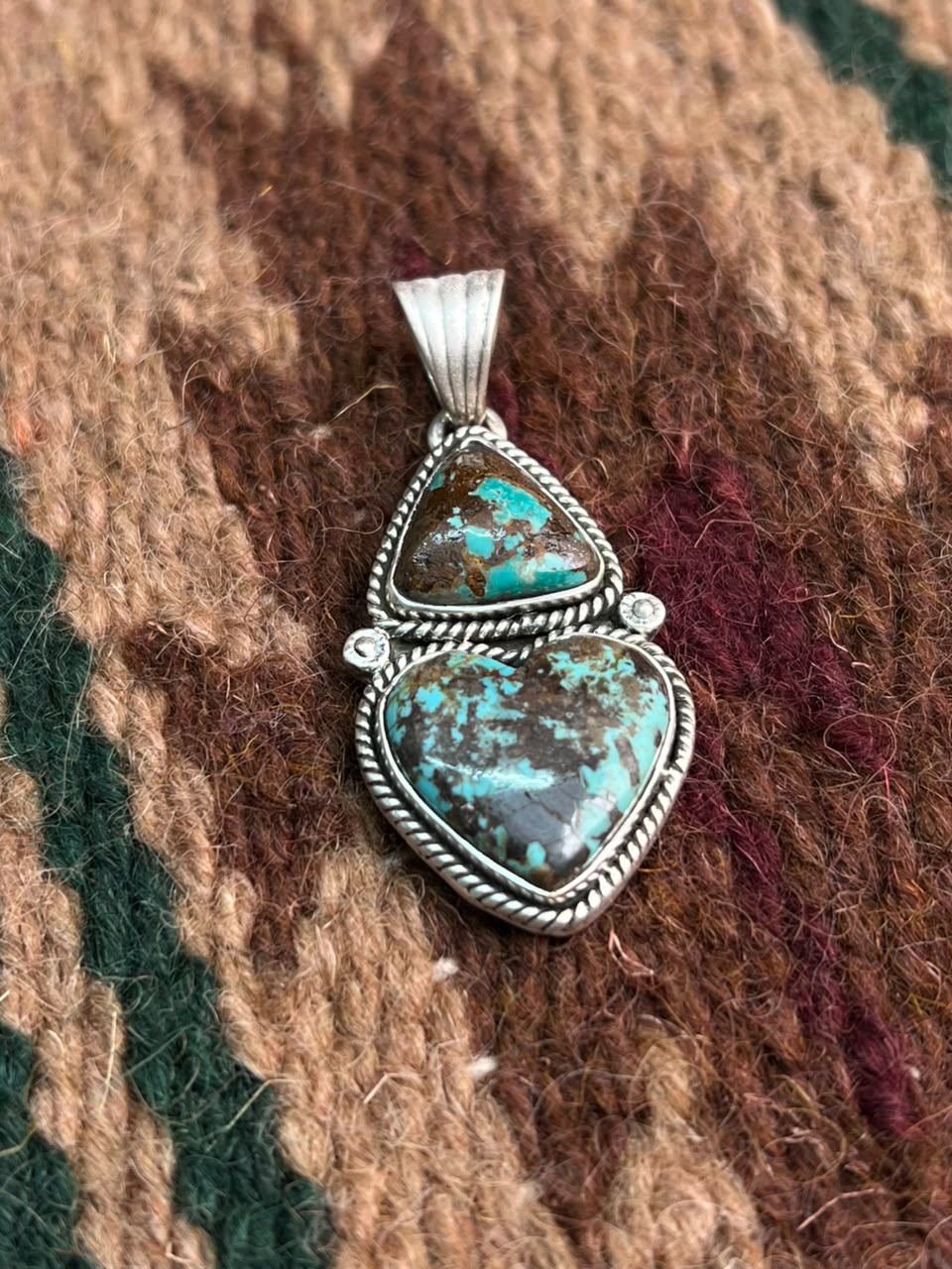 Handmade Sterling Silver Crimson Cowgirl Turquoise Collection: Pendant Signed Nizhoni