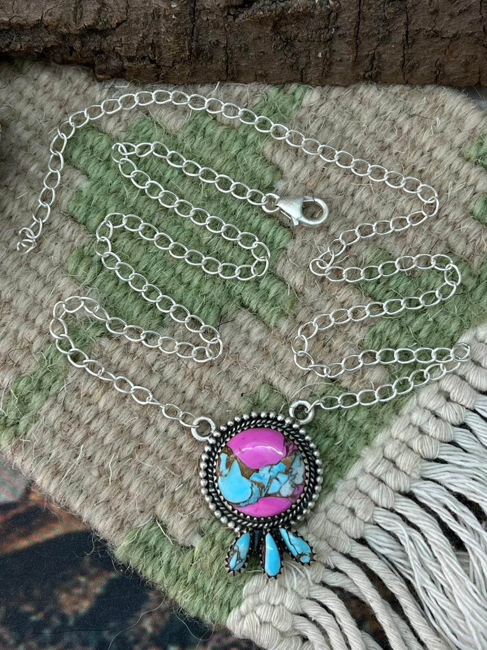 Handmade Sterling Silver Cotton Candy Necklace "Signed Nizhoni"