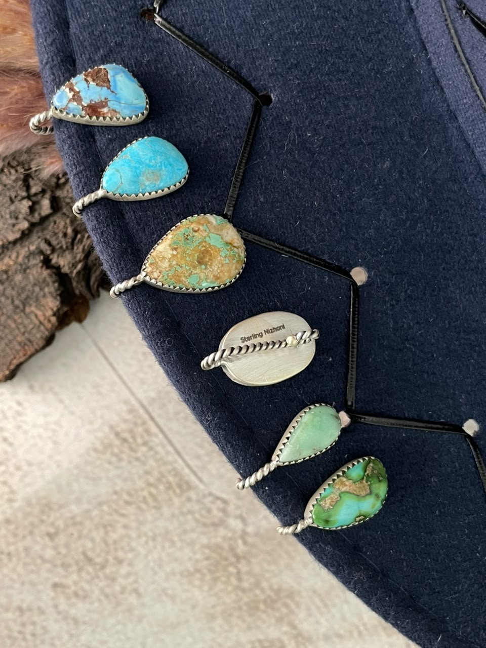 Handmade Sterling Silver Sierra Bella, Royston, Paloma, Number 8, Sonoran Mountain and Golden Hills Turquoise Hat Pin Signed Nizhoni