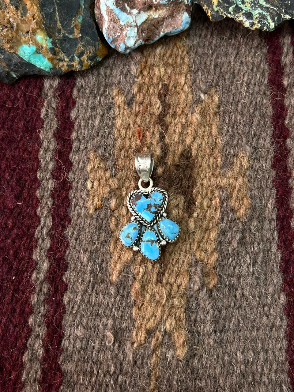 Handmade Sterling Silver Golden Hills Turquoise Pendant "Signed Nizhoni"