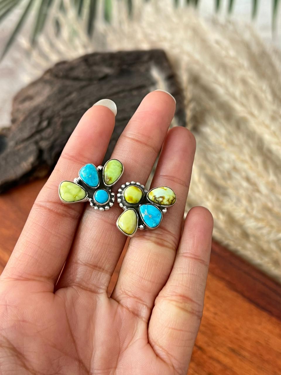 Handmade Sterling Silver White Water with Palomino Turquoise Collection: Adjustable Ring "Signed Nizhoni"