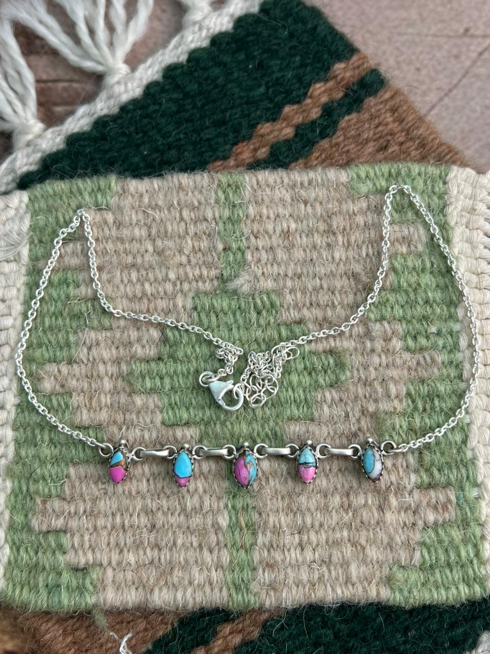 Handmade Sterling Silver Cotton Candy Necklace "Signed Nizhoni"