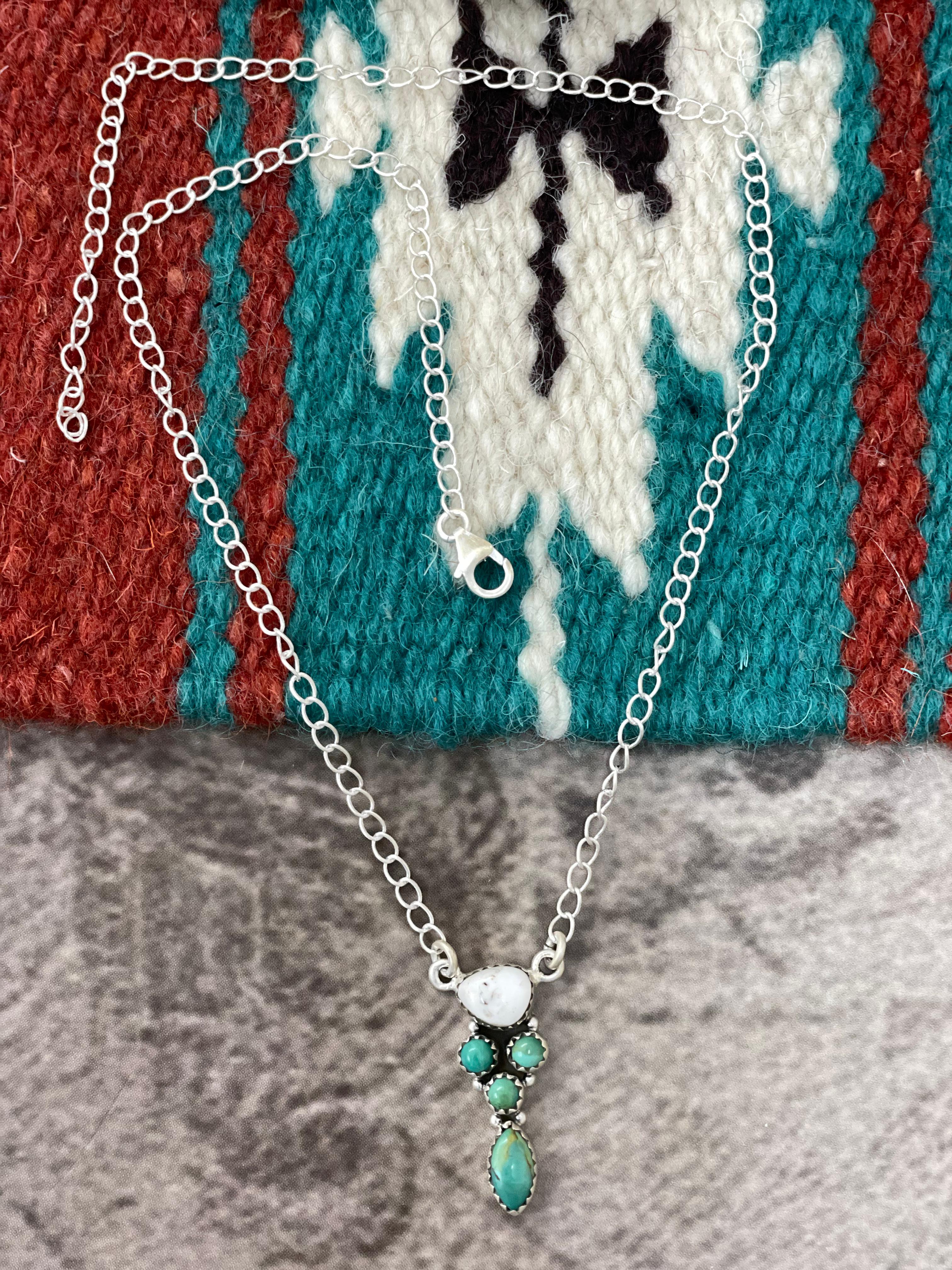 Handmade Sterling Silver Kingman with White Buffalo, Signed Nizhoni