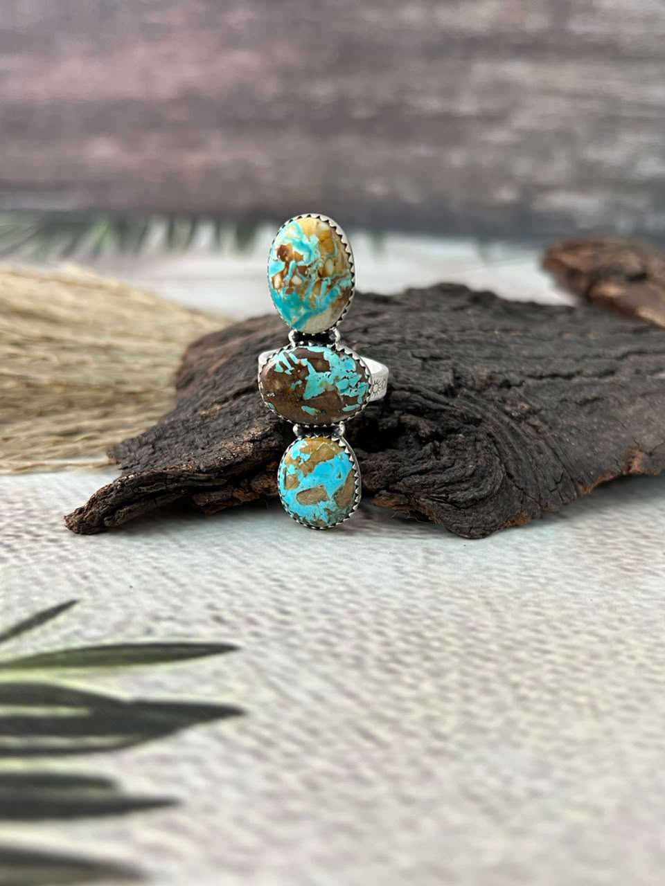 Handmade Sterling Silver Royston Turquoise Adjustable Ring Signed Nizhoni (8)
