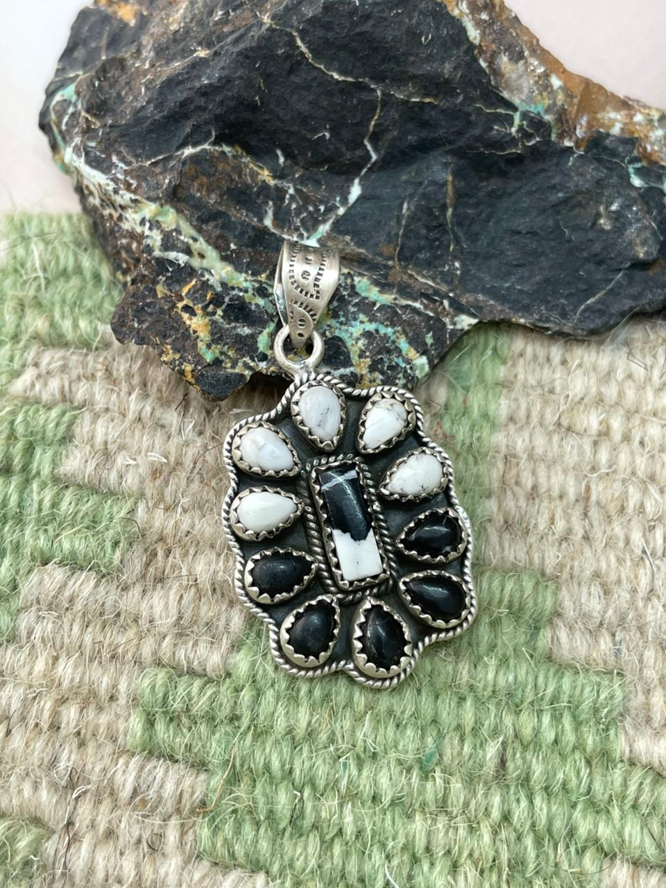 Handmade Sterling Silver White Buffalo Pendant "Signed Nizhoni"