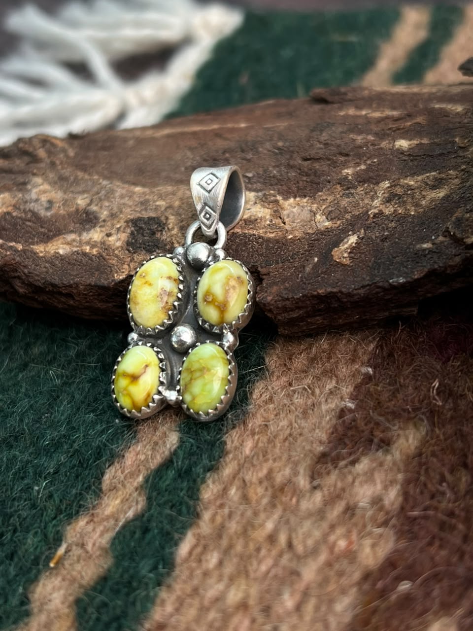 Handmade Sterling Silver Palomino Turquoise Pendant Signed Nizhoni