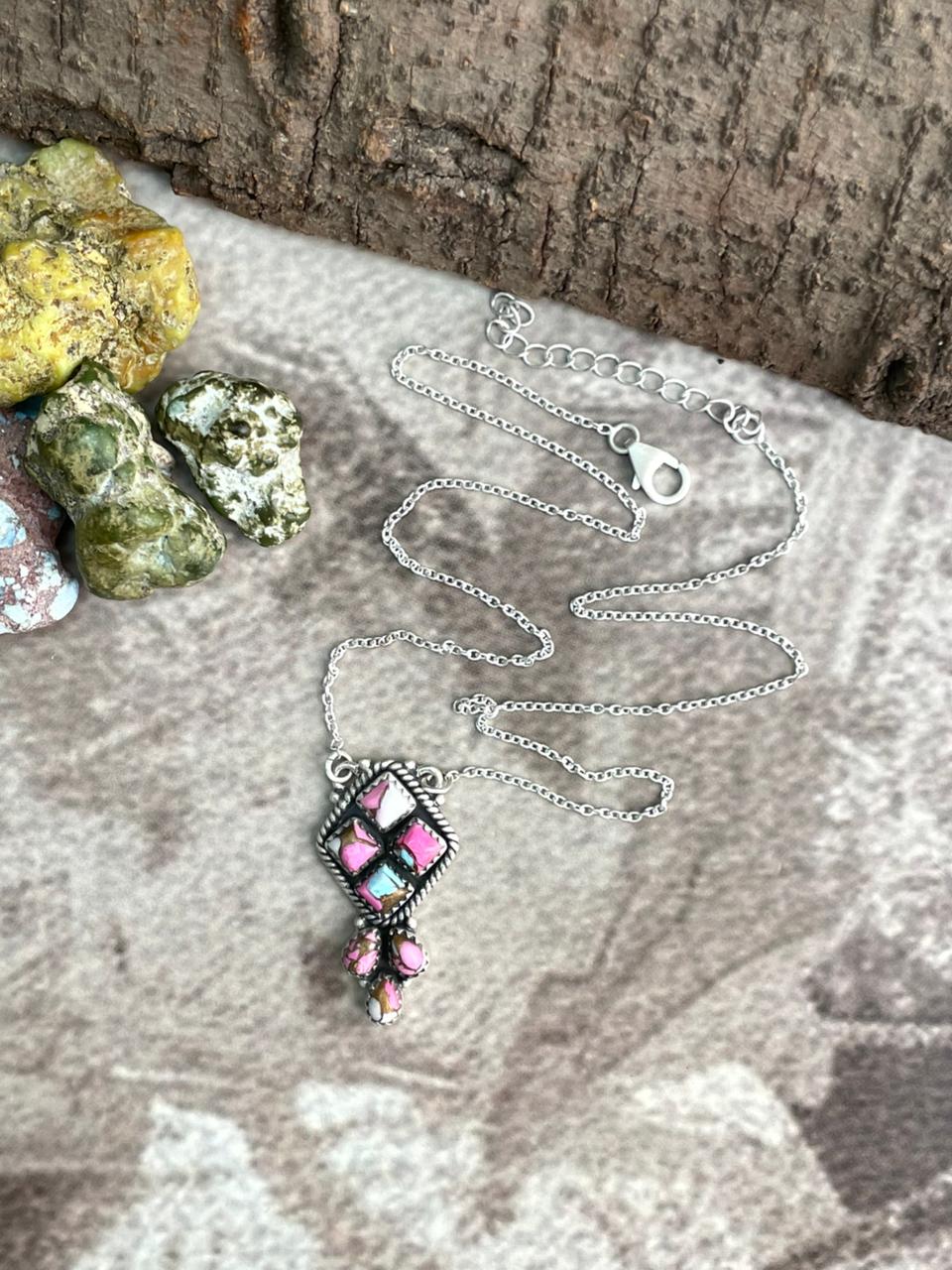 Handmade Sterling Silver Cotton Candy Necklace "Signed Nizhoni"