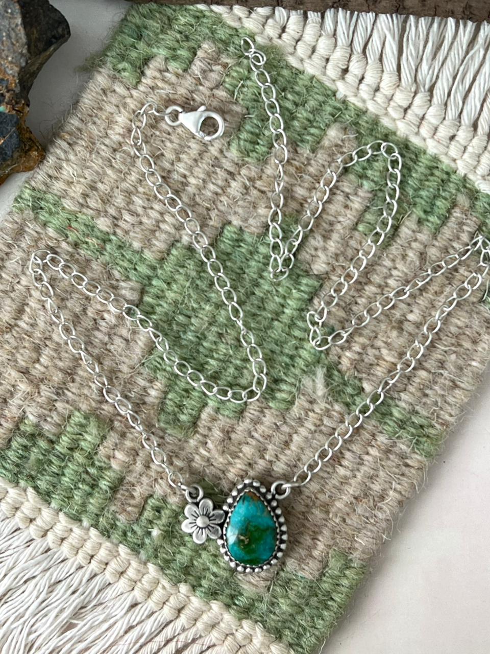 Handmade Sterling Silver Sonoran Mountain Turquoise Necklace "Signed Nizhoni" (4)