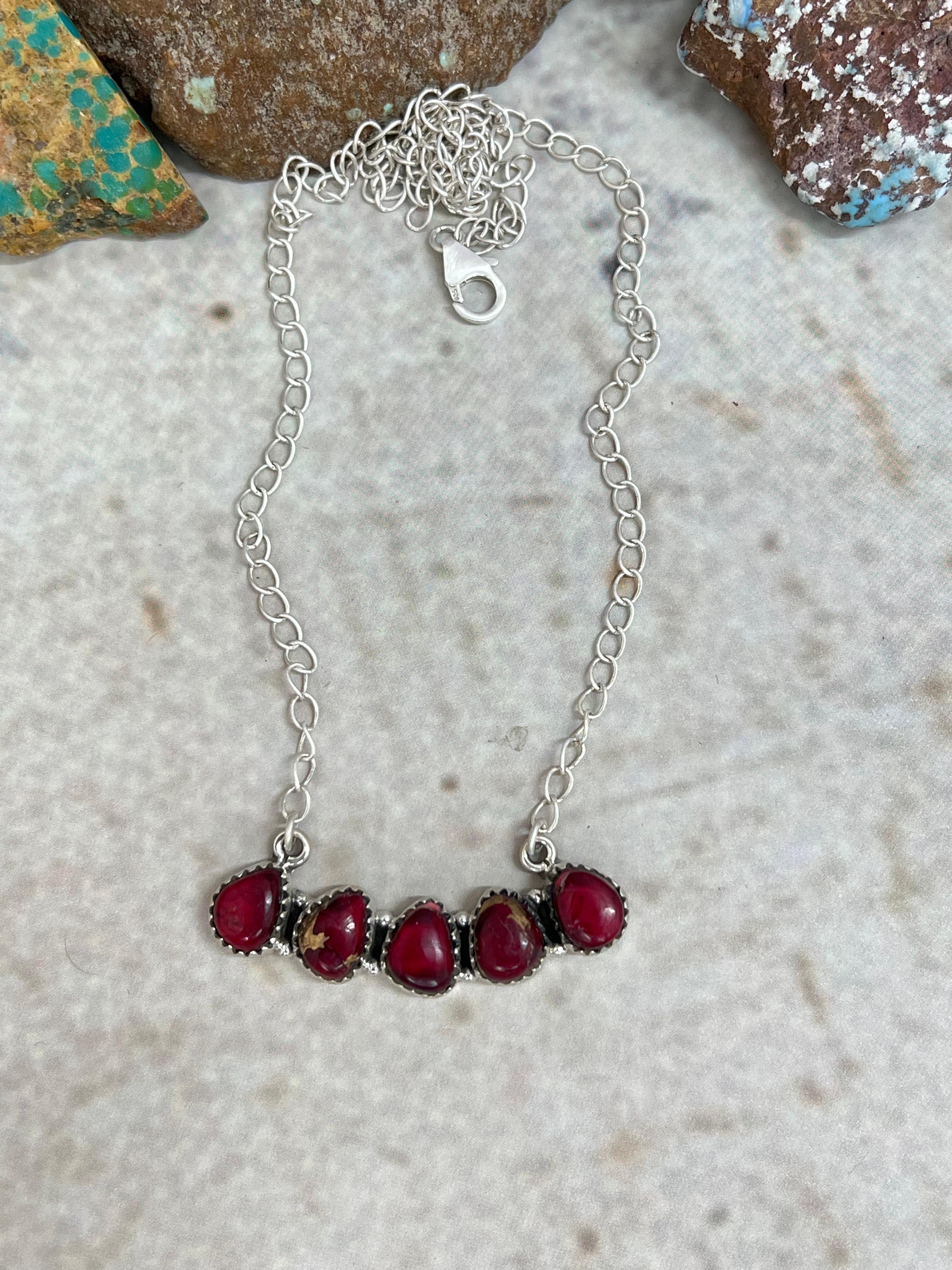 Handmade Sterling Silver Dahlia Rose Necklace with Signed Nizhoni