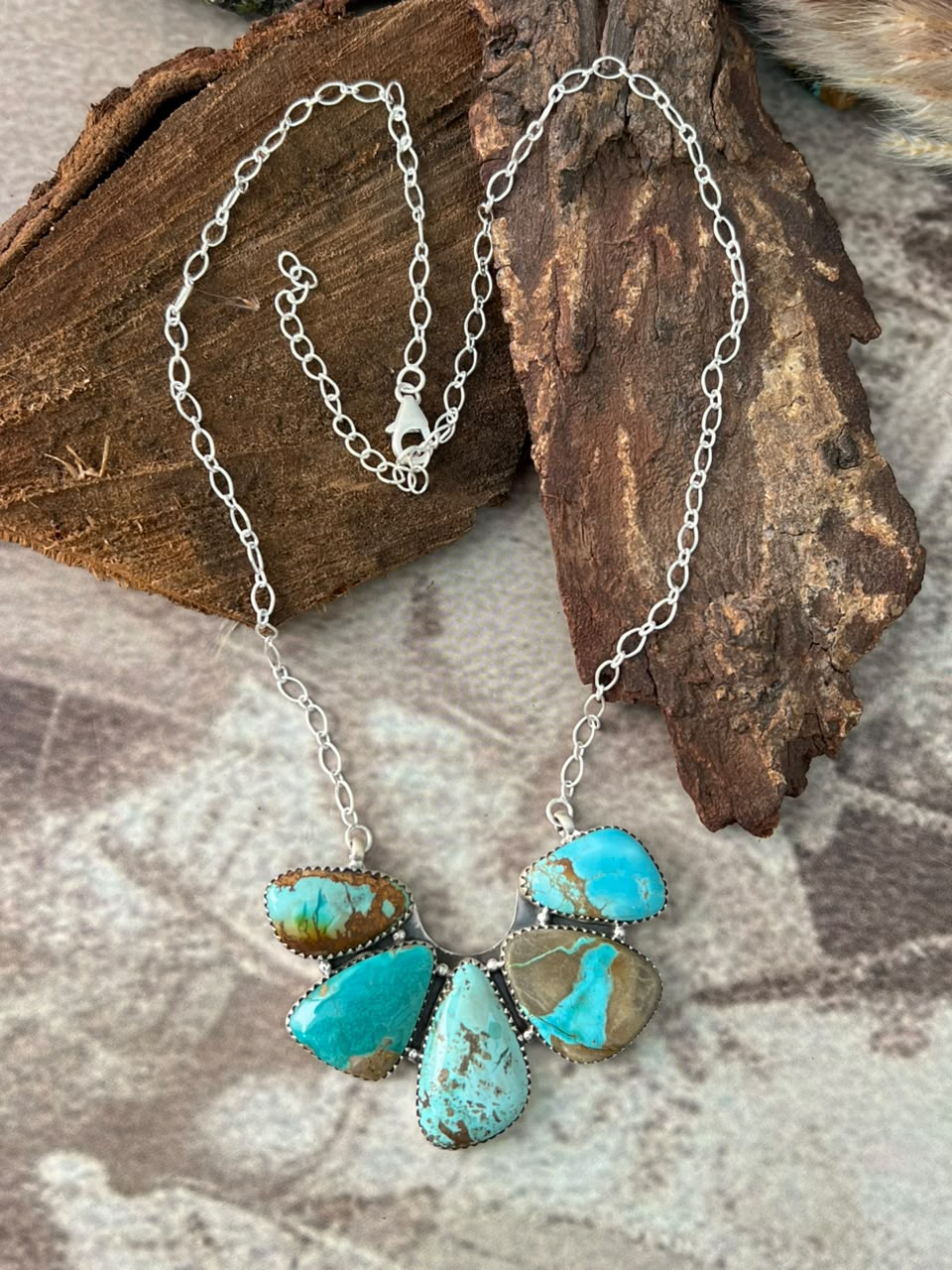 Handmade Sterling Silver Royston Turquoise Necklace Signed Nizhoni