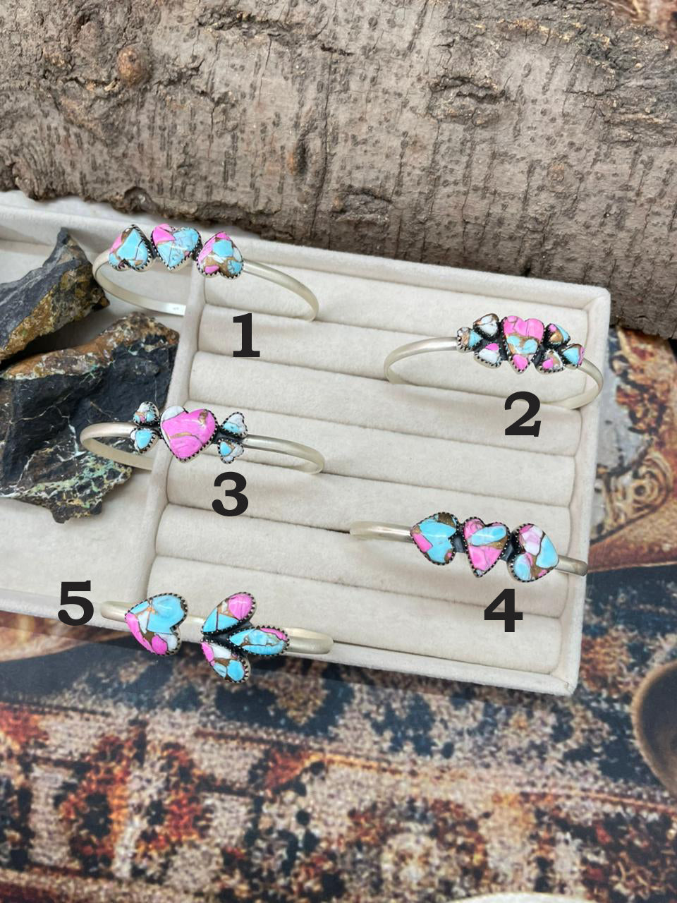 "Heart Collection" Handmade Sterling Silver Cotton Candy Bracelet "Signed Nizhoni"