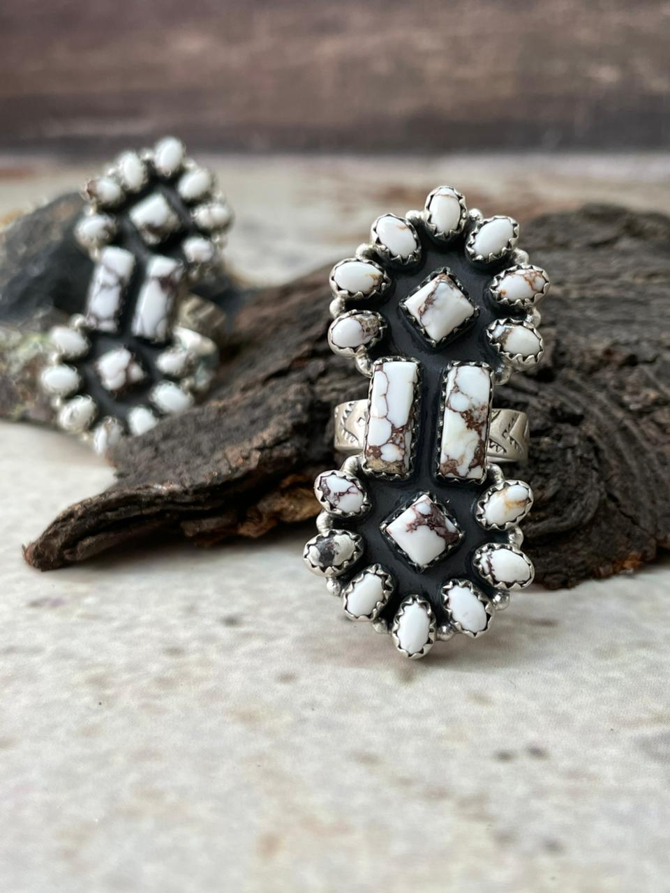 Handmade Sterling Silver Wildhorse Magnesite Adjustable Ring "Signed Nizhoni"