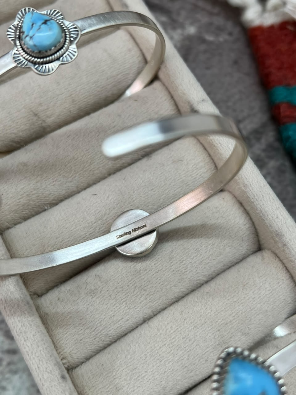 Handmade Sterling Silver Golden Hills Turquoise Cuff Bracelet Signed Nizhoni