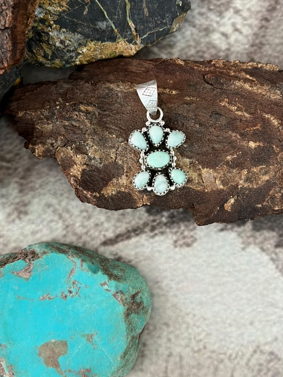 Handmade Sterling Silver Paloma Turquoise Pendant Signed Nizhoni