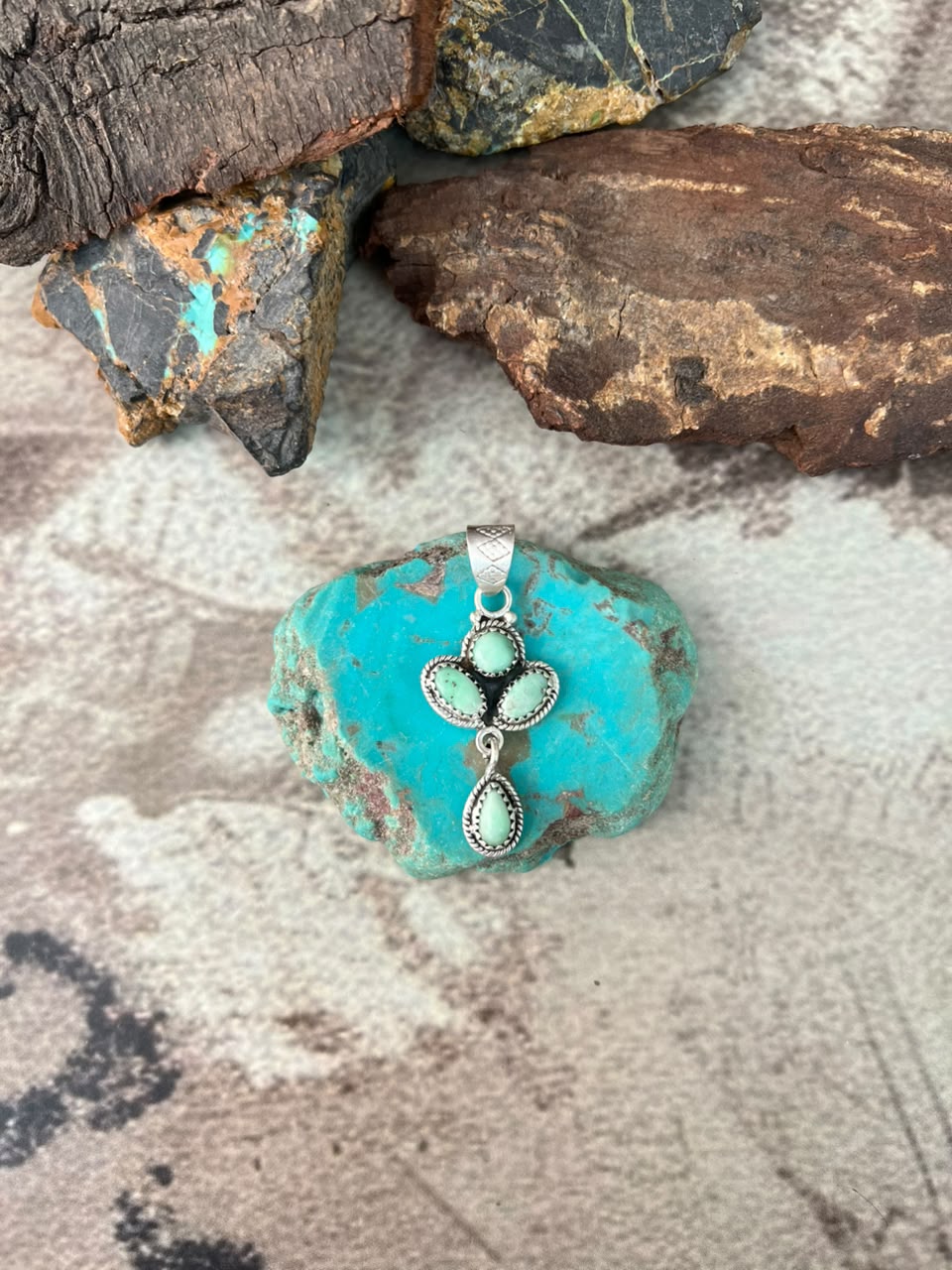 Handmade Sterling Silver Paloma Turquoise Pendant Signed Nizhoni