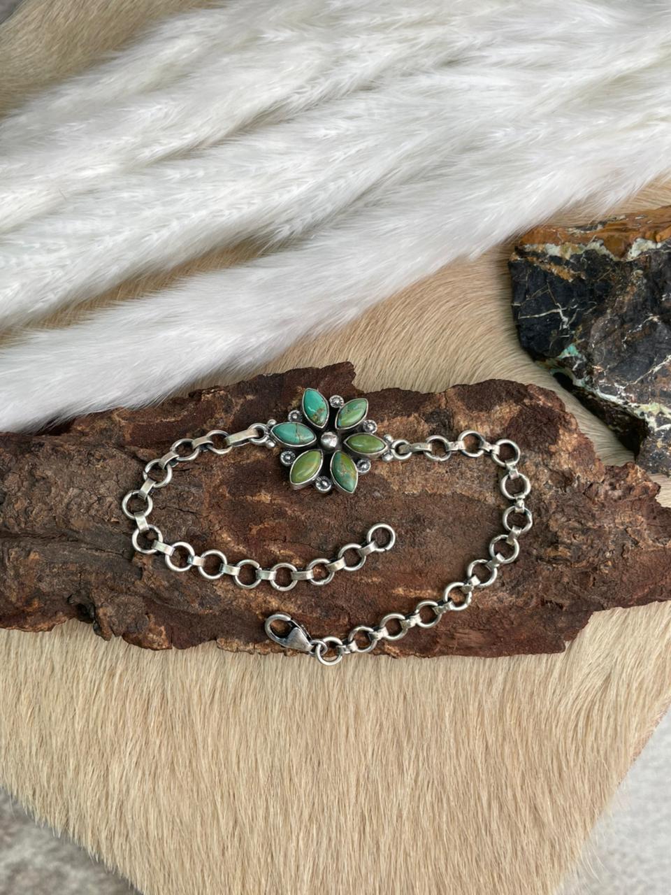 Handmade Sterling Silver Kingman Turquoise Bracelet "Signed Nizhoni"