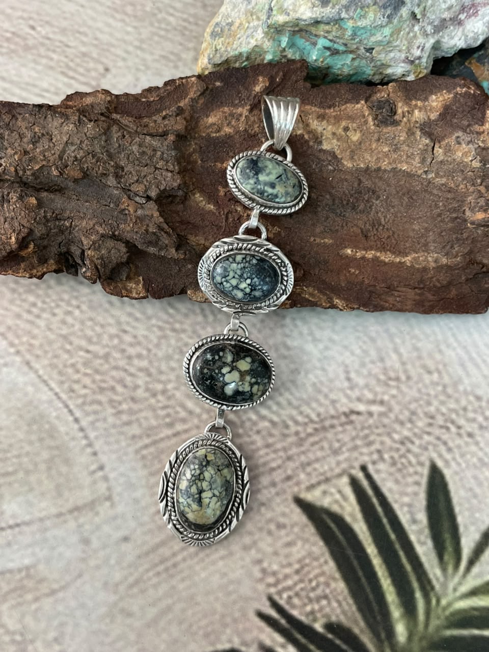 Handmade Sterling Silver Colina Verde Variscite Collection: Pendant Signed Nizhoni