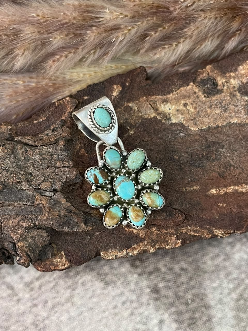 Handmade Sterling Silver Number 8 Turquoise Collection: Pendant Signed Nizhoni