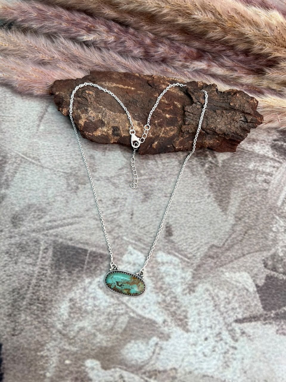 Handmade Sterling Silver Manassa Turquoise Necklace Signed Nizhoni