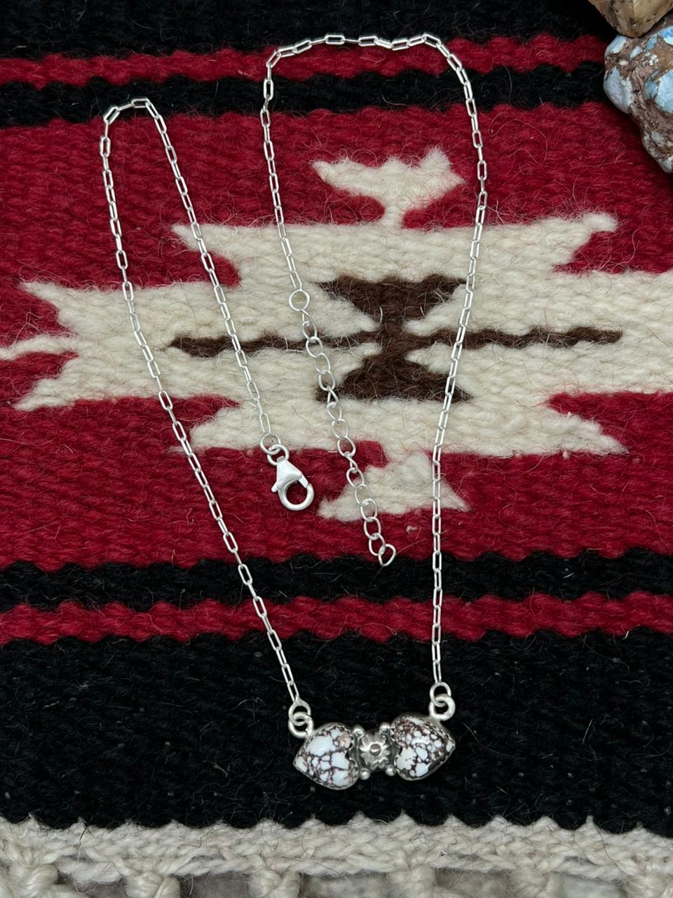 Handmade Sterling Silver Wild Horse Magnesite Necklace "Signed Nizhoni"